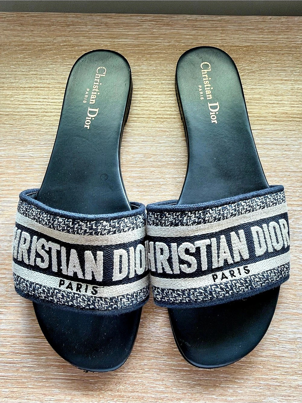 Christian Dior Dway Slide Black & White Logo Slide Sandals